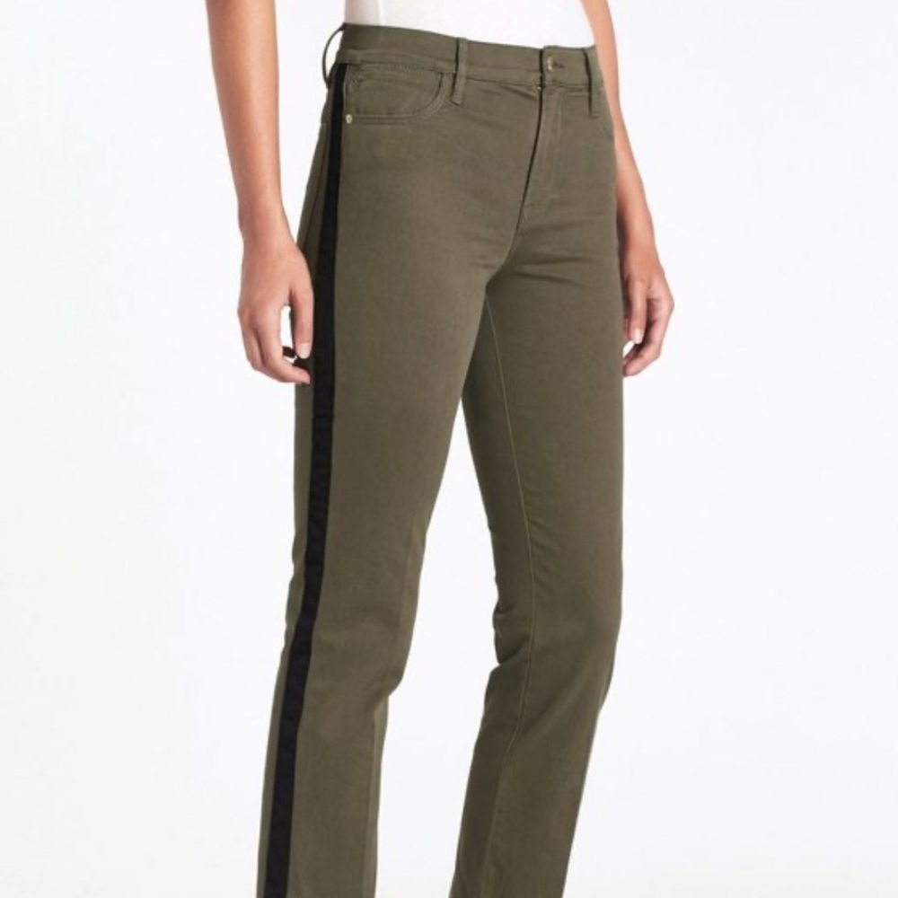 Zara | Military Green Slim Leg Jeans Tuxedo Stripe - sz 10